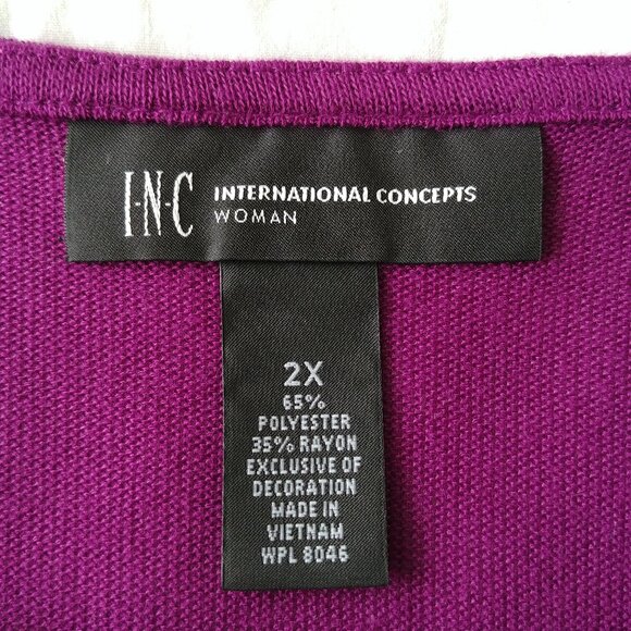 INC International Concepts Women's Faux-Layered Sweater 2X Purple - Picture 4 of 9